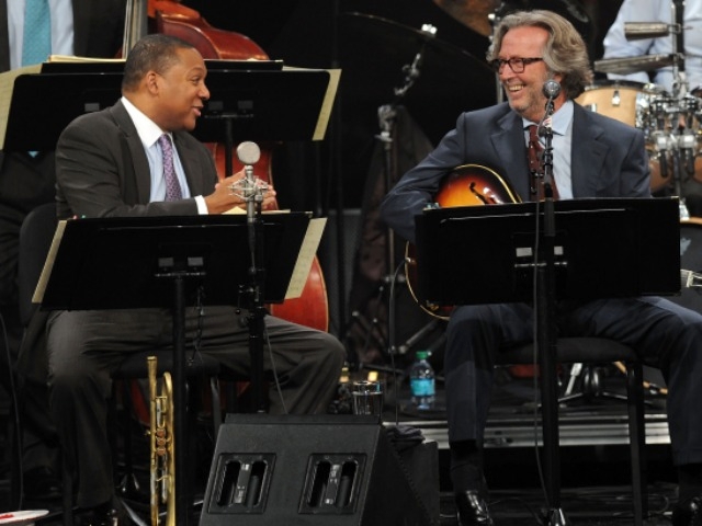 Music greats Wynton Marsalis and Eric Clapton performed together at Jazz at Lincoln Center.