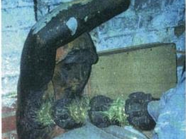This image, obtained by Town & Village newspaper, shows the nymph statue with no hands and her scepter missing, purportedly hidden inside the National Arts Club basement.
