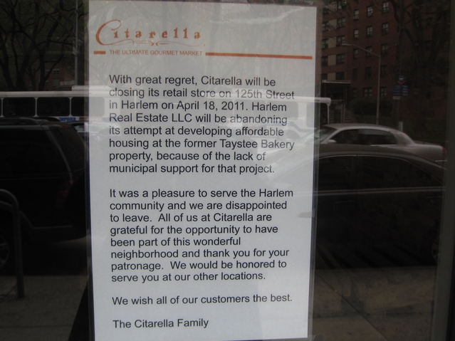 The chain vacated the store on April 18, stripping it clean of all equipment. Outside, it posted a sign saying that it would be 