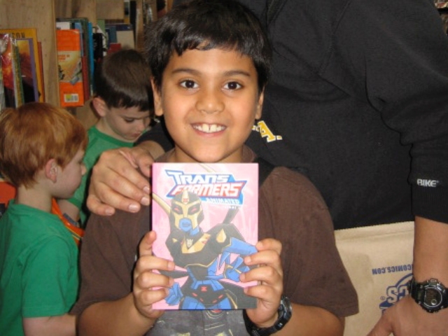 Tristan Pena had his eye on this Transformers graphic novel Saturday. He traveled to Manhattan from the Bronx with his dad Ralph for free comic book day.