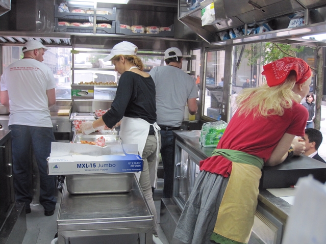 Inside the new lobster truck.