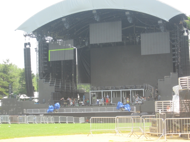 Setting up for Thursday's Black Eyed Peas show.
