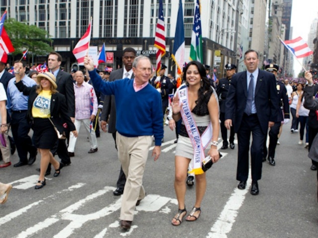 Mayor Bloomberg marches in the parade.