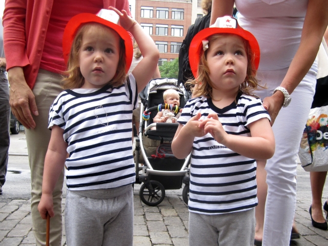 Isabelle, left, and Chloe love walking past the Hook & Ladder 8 firehouse, their mother Erica Martini said.