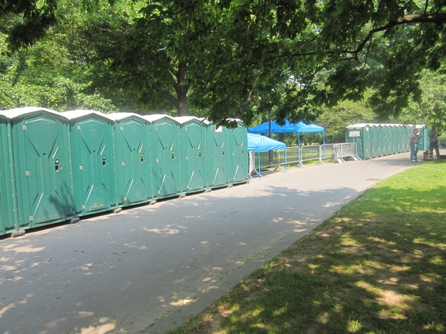 Portable bathrooms for Thursday's Black Eyed Peas show.