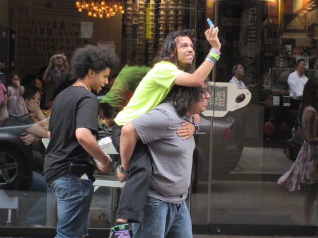 Crowds clamored to snap a photo of the swarm.