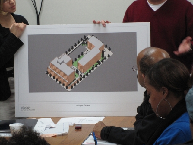 An initial, basic rendering of the proposed addition to Lexington Gardens on 107th Street.