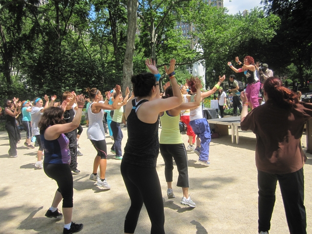 Zumba in Madison Square Park for Make NYC Your Gym week.