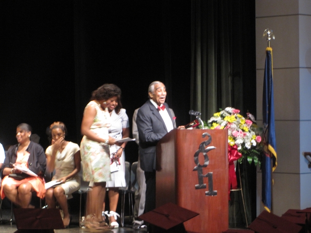 U.S. Rep. Charles Rangel referenced the school's struggles during his keynote address, saying 