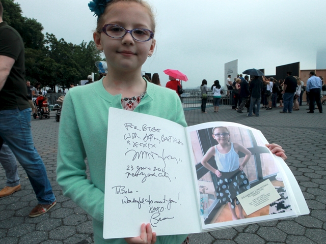“I made it yesterday for the show,” said Bebe Wood of her colorful fashion portfolio