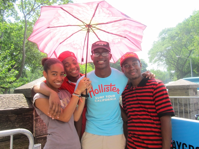 Patricia Tapia, Akeel Daniel, Christopher Lorient, and Devon Joseph arrived to line up by 10 a.m. on Central Park West for the Black Eyed Peas show.