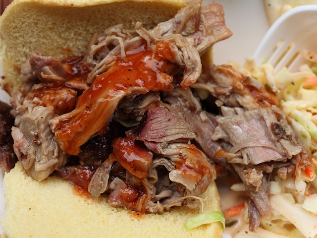 Pulled pork sandwich and spicy coleslaw from Ubon's Barbeque of Yazoo.