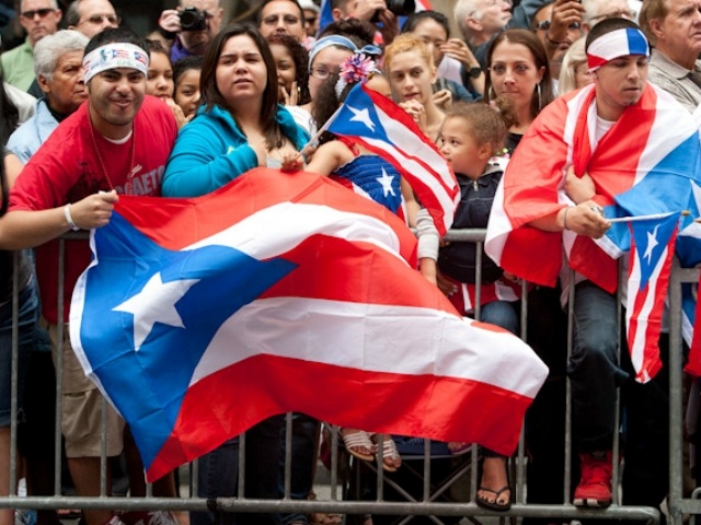 The Puerto Rican flag waves.