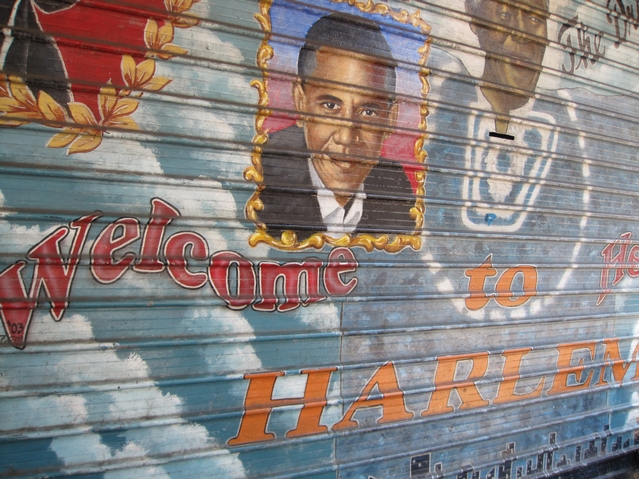 One of Gaskin's murals on 125th Street next to the old Victoria Theater.