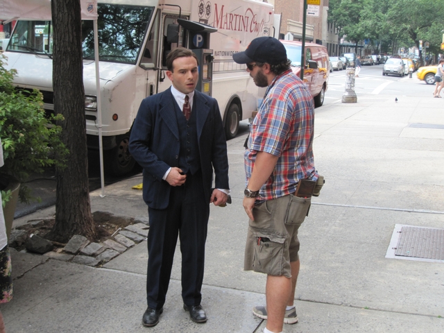 Anatol Yusef, who plays mob figure Meyer Lansky, took a break from filming.