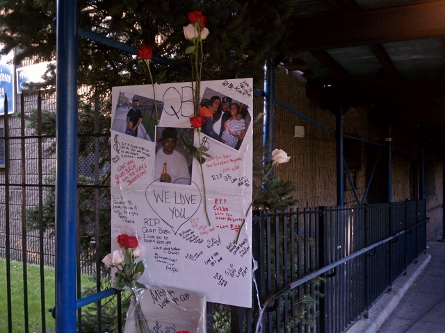 Family and friends made a memorial for LaQuan Parks in the spot where he was killed.
