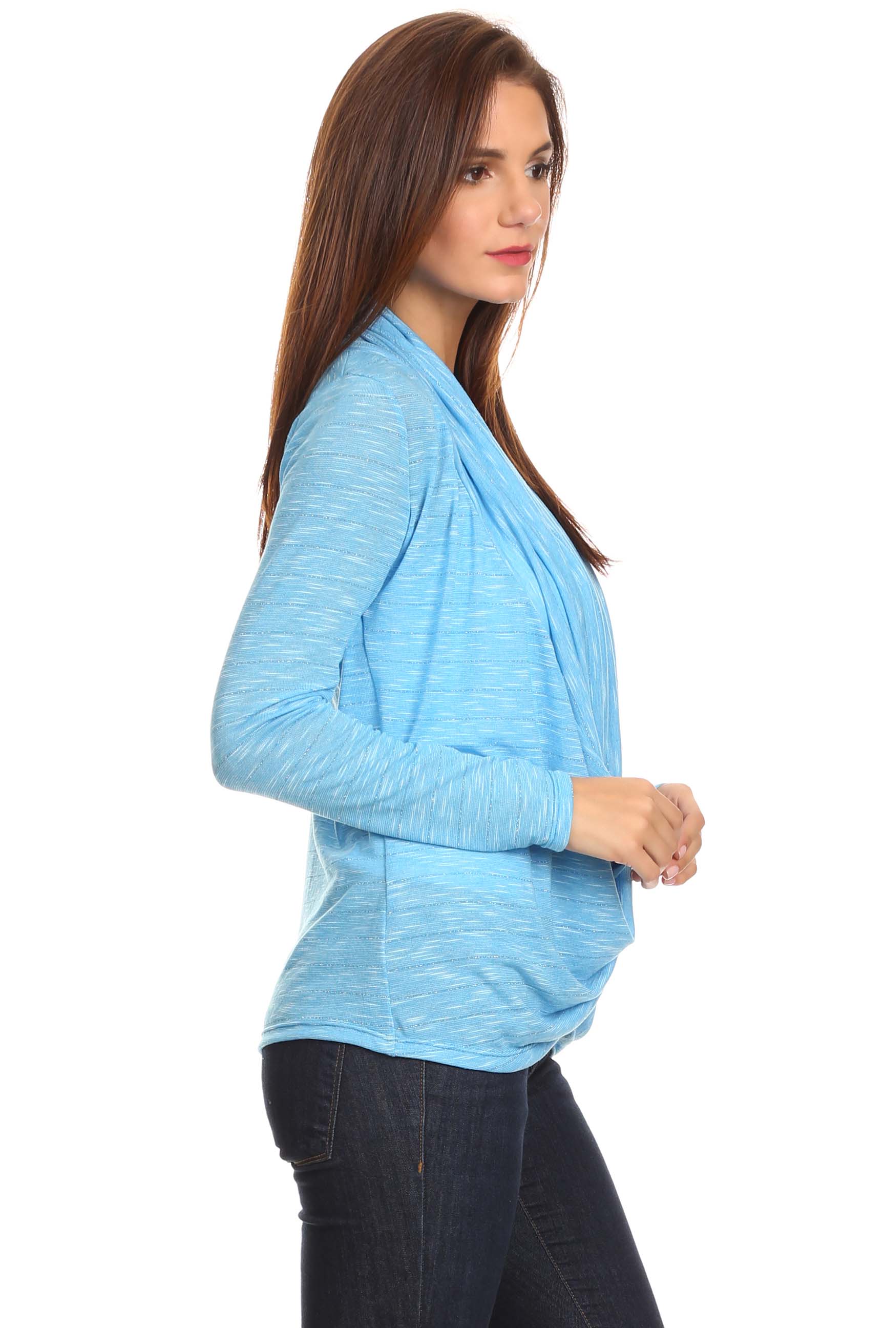 Women's Long Sleeve Metallic Criss Cross Cardigan Sm 3X Athleisure