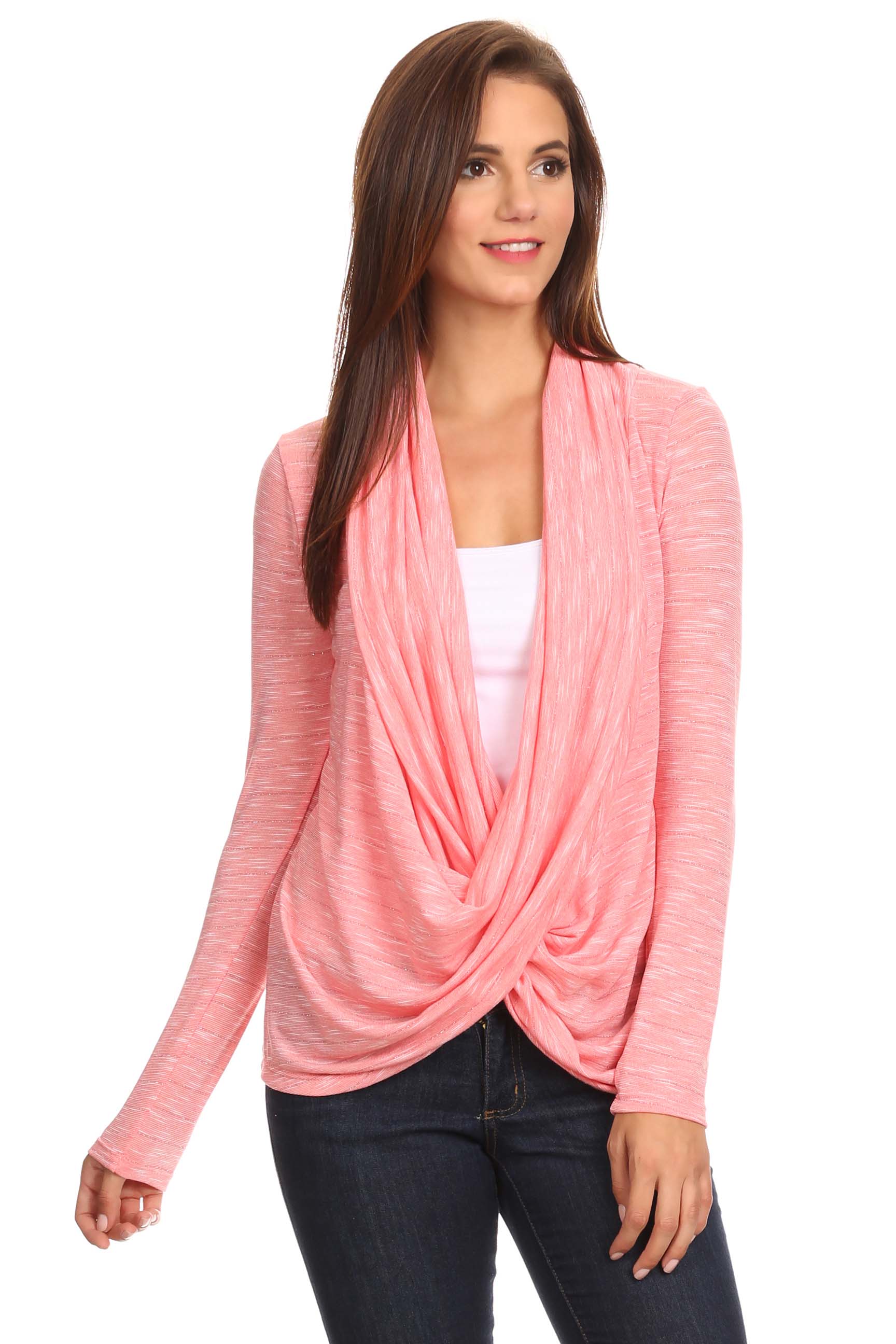 Women's Long Sleeve Metallic Criss Cross Cardigan Sm 3X Athleisure