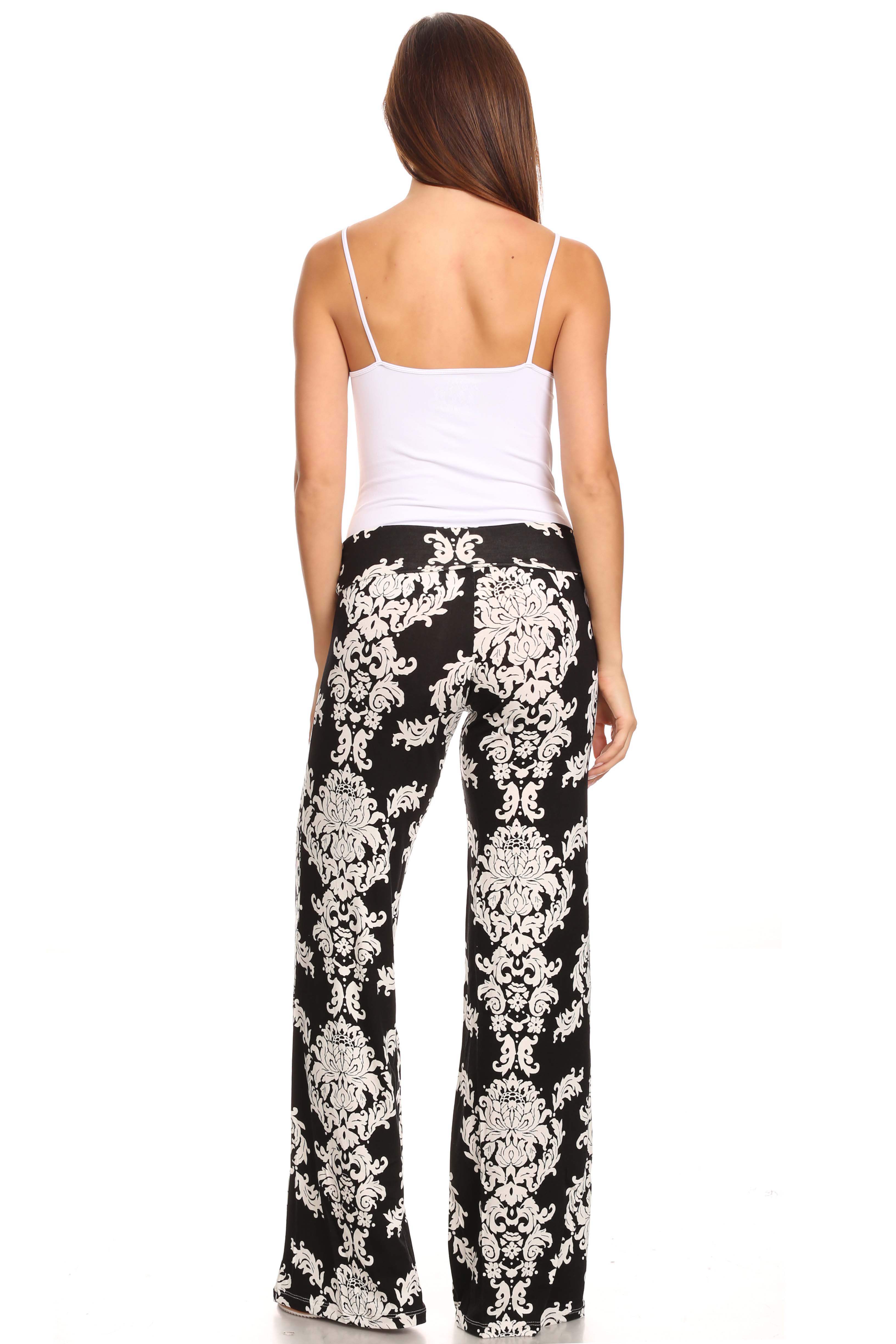 Women's Damask Black Printed Palazzo Pants Made in USA eBay