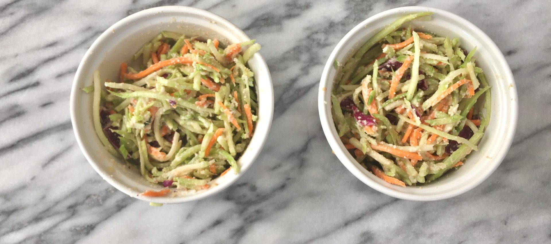 two bowls of dairy free coleslaw