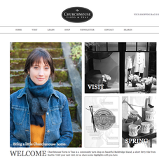 Home page of Churchmouse Yarns & Teas, a lifestyle store centered around knitting and tea.