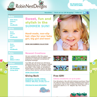 2 Points Media Inc. - Ecommerce Designer - Robin Nest Designs - Hand-made, non-slip hair clips