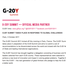 US Delegate & Official Media Partner of G20-Y Summit 2011