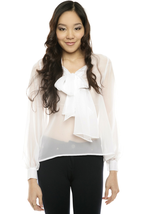 Shoptiques SlideShow Sheer Bow Blouse