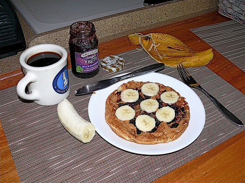 Breakfast 12/28/08 by .Larry Page peanut butter and jelly waffles photo