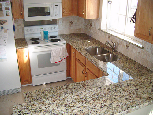 Santa Cecilia Granite with Tile Backsplash - Charlotte, NC by granite-charlotte granite counter photo