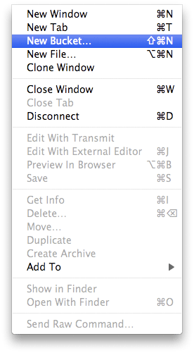 Create New S3 Bucket in Transmit