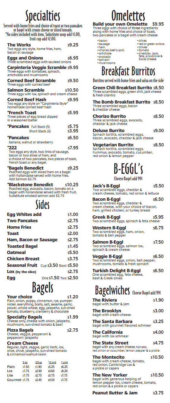 Breakfast Lunch Menu