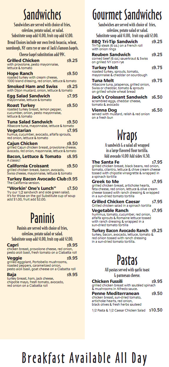 Breakfast Lunch Menu