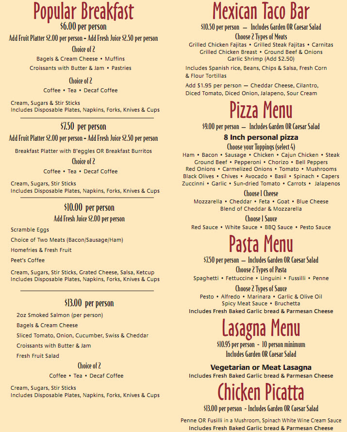 Catering Menu