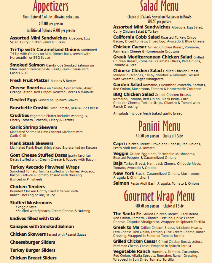 Catering Menu