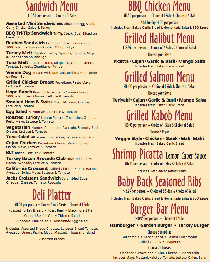 Catering Menu
