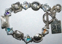 Medical ID Alert Bracelet: Luxurious Silver and Swarovski Crystal Medical Identification 