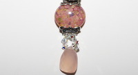 Chalcedony Gemstone, Glass Pearl, and Lampwork Beaded Necklace 
