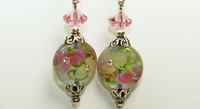 In the Garden Lampwork Bead and Crystal Earrings 