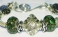 Chunky Bangle Bracelet Thai Silver Focal with Green Lampwork Bead Bangle Bracelet