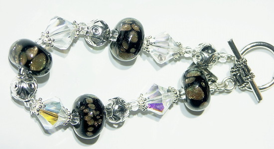 Lampwork Glass Beaded Bracelet ~Fairy Dust~