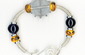 Bangle Bracelet with Yellow & Black Lampwork Glass Beads