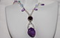 Sugilite and Amethyst Necklace with Swarovski Crystals, and Fancy Clasp