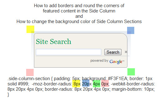 CSS - Side Column Formatting - Adding background, Boarders and Rounded Corners