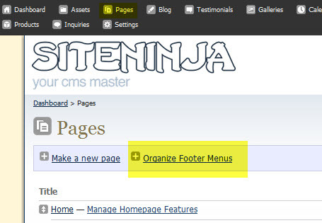 Footer Menu Management