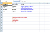 File Format for a Comma Separated Value CSV file