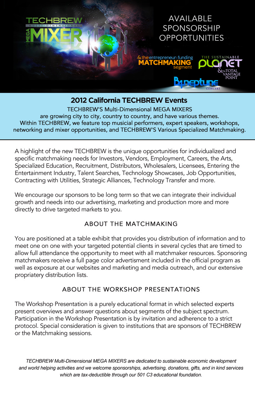SPONSORSHIP INFORMATION