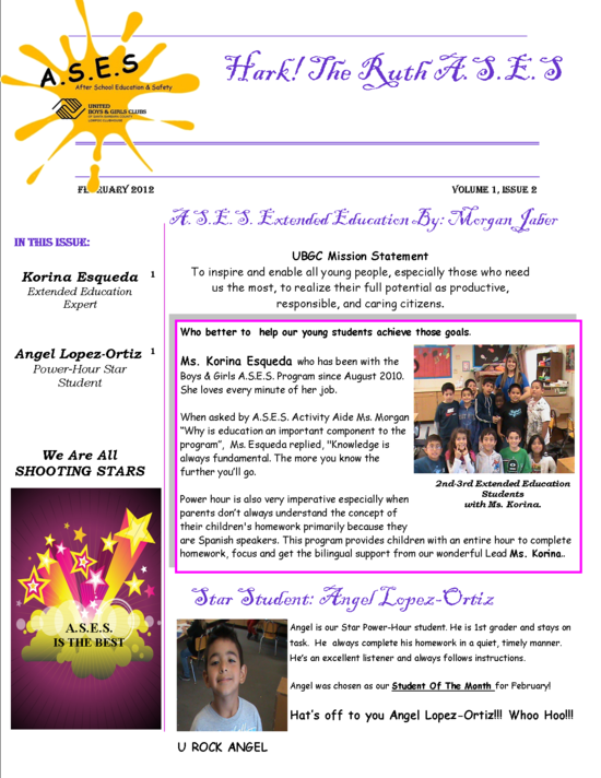 ASES Clarence Ruth Feb 2012 Newsletter