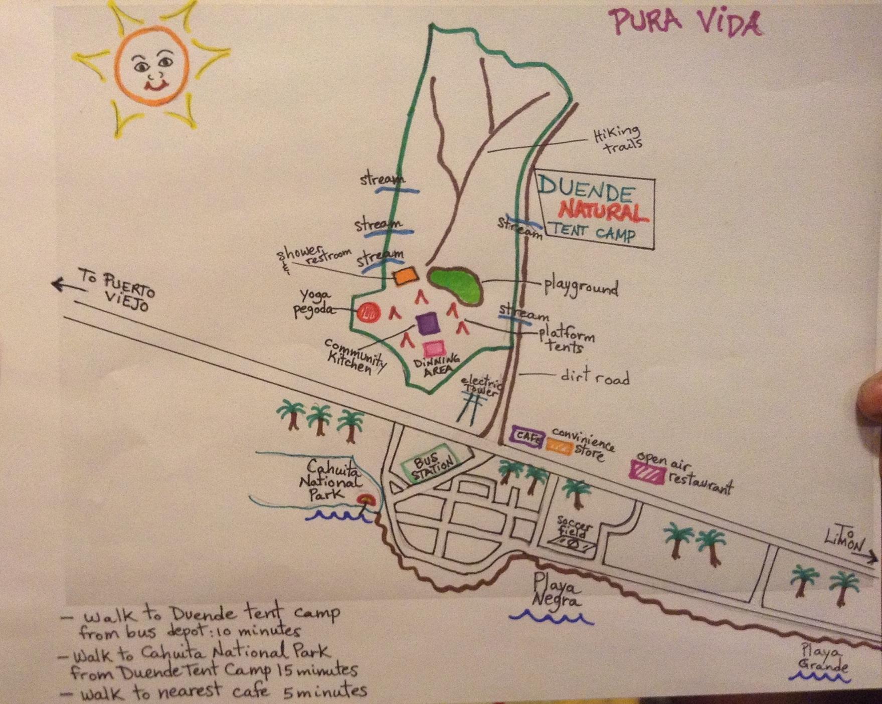 Duende Natural Tent Camp, Site Map & Town of Cahuita, Costa Rica - image 3 - student project