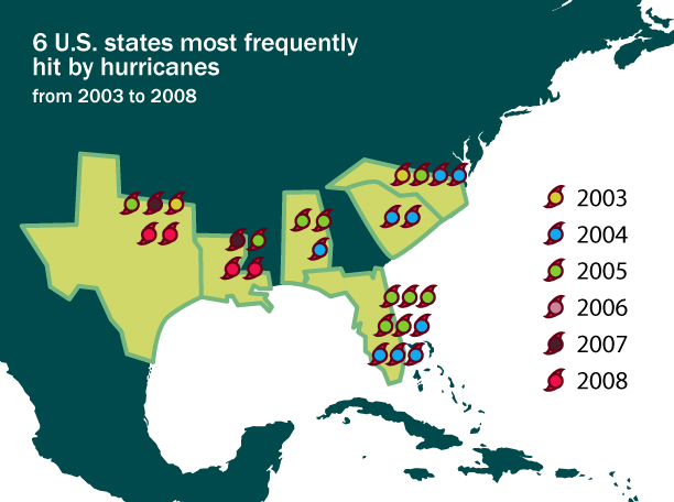 States most frequently hit by hurricanes - image 1 - student project